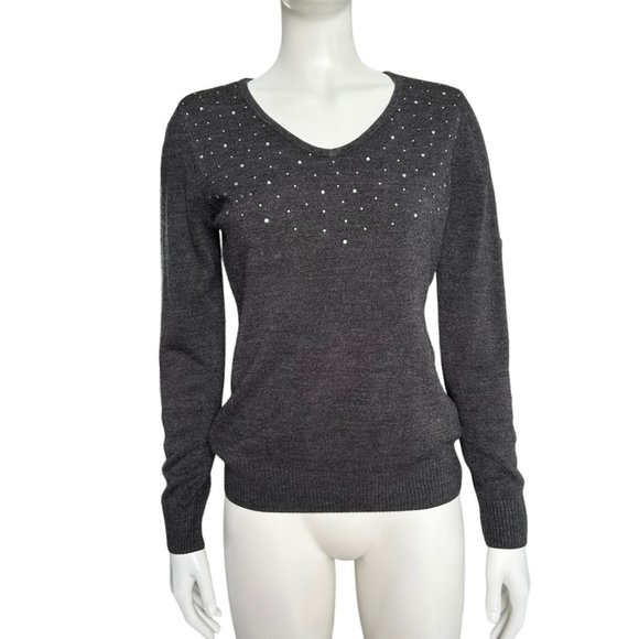 Karen Scott Grey Acrylic Cardigan And Pullover Sweater Set S - Picture 4 of 6